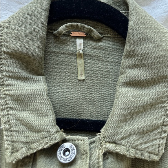 Free People Oversized Embellished Military Jacket Patch XS Boho - Picture 7 of 13